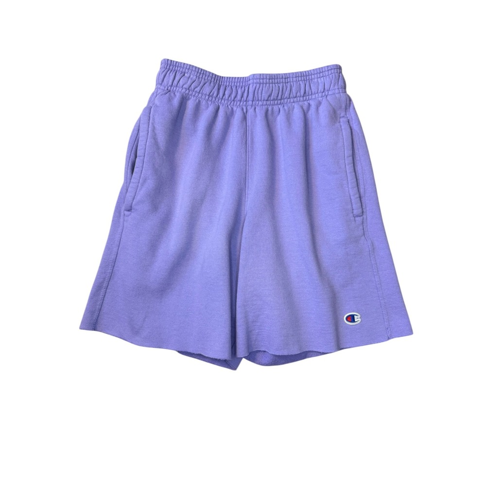 Champion Womens Purple Fleece Athletic Shorts Elastic Waist Raw Hem‎ Small